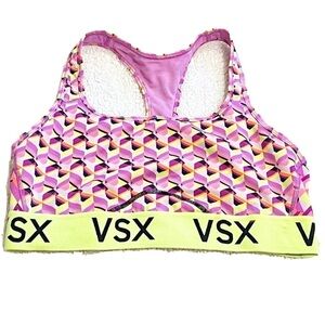 🆕 VSX Victoria’s Secret racerback sports bra green pink purple large